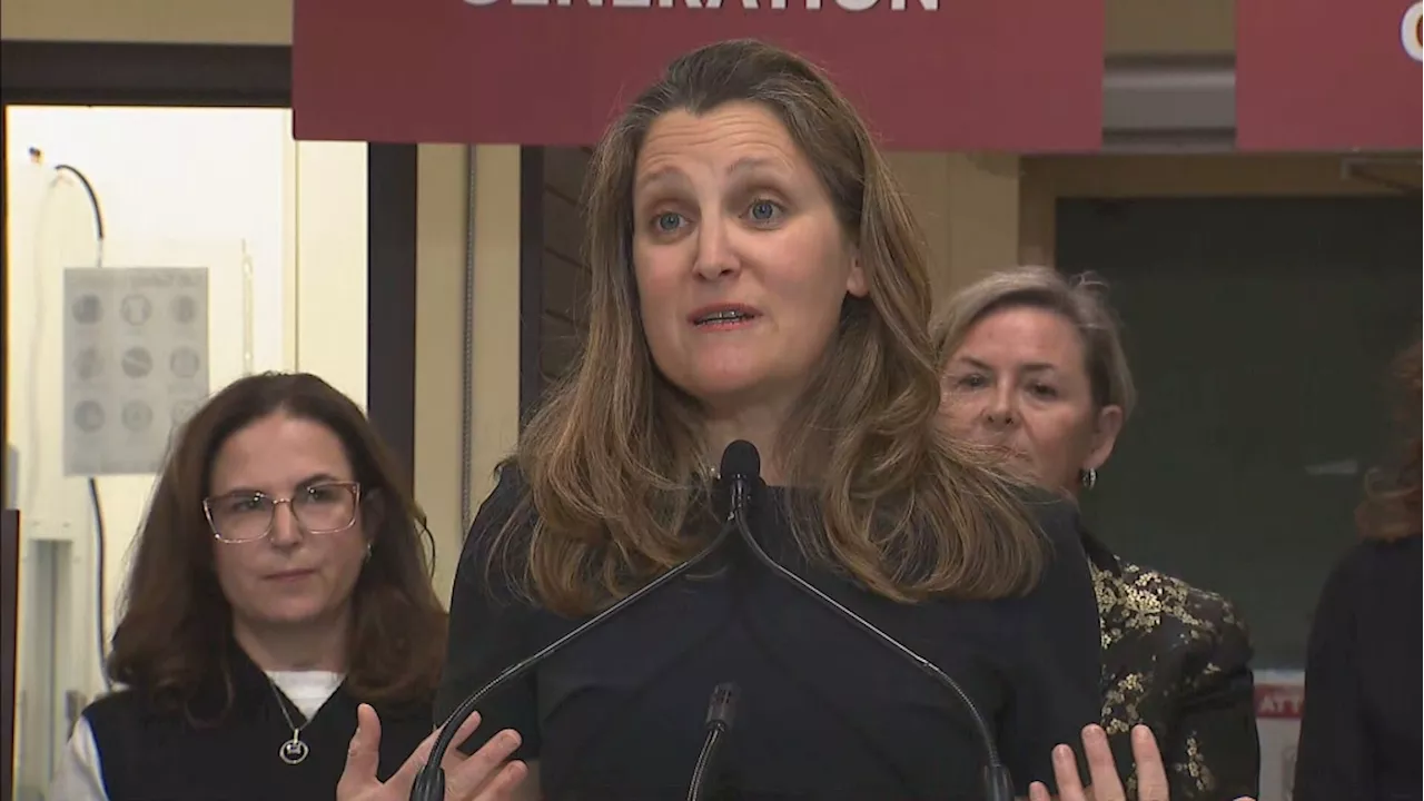 Chrystia Freeland stops by Toronto pharmacy to highlight drug coverage for diabetes and contraceptives in upcoming budget