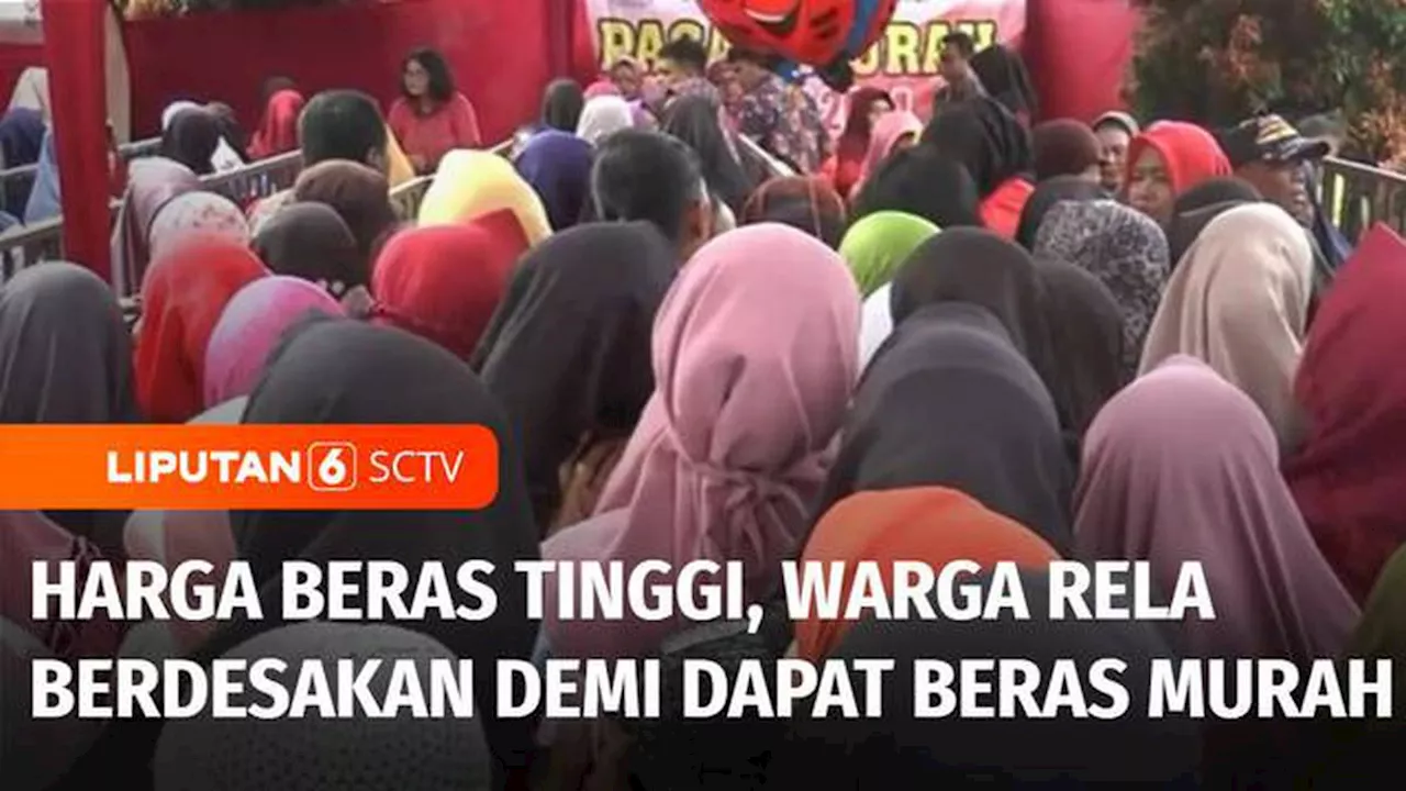 VIDEO: Harga Beras Tinggi, Warga Purbalingga Rela Antre Lama dan Berdesakan demi Beras Murah