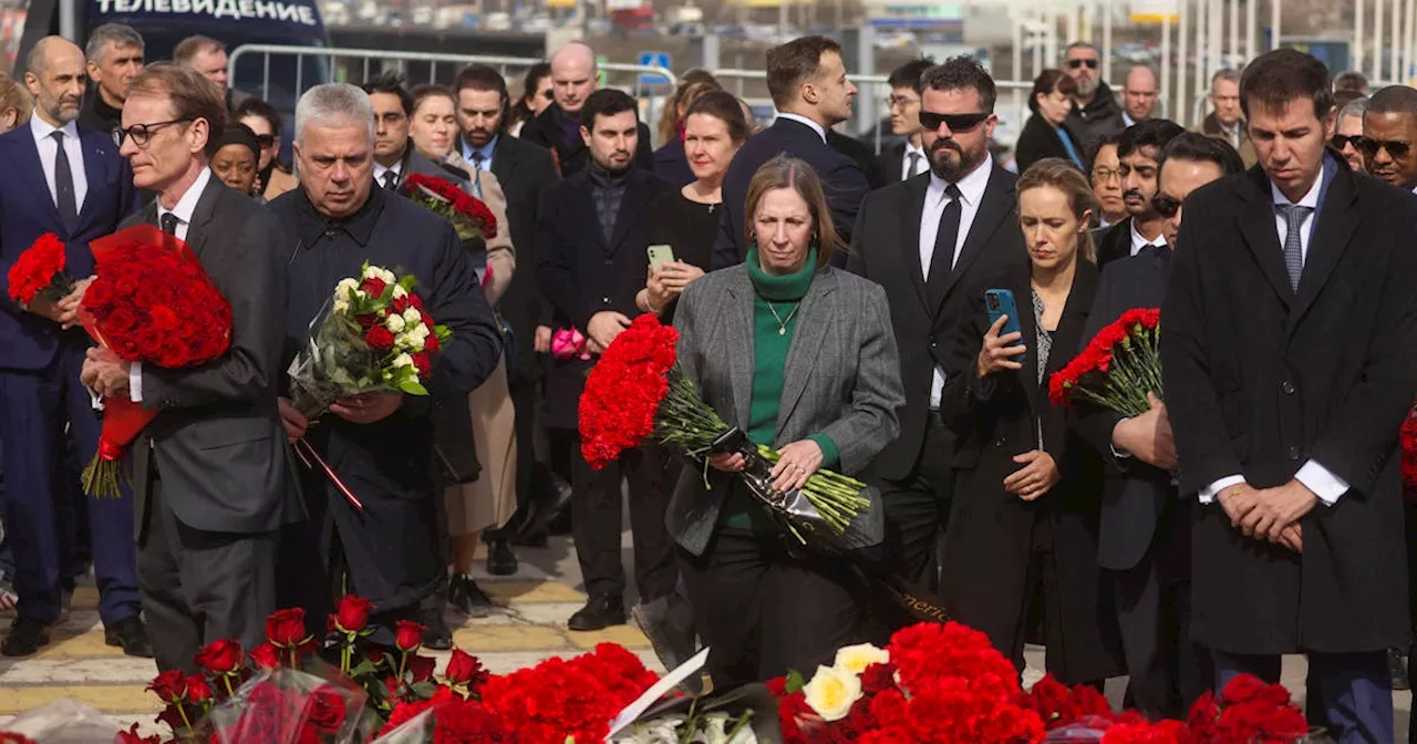 Foreign diplomats lay flowers in memory of Russia's concert hall attack victims