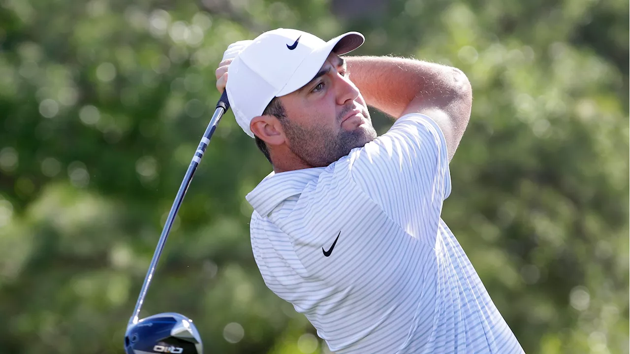 Scheffler overcomes late double bogey for 66 and is part of five-way tie in Houston