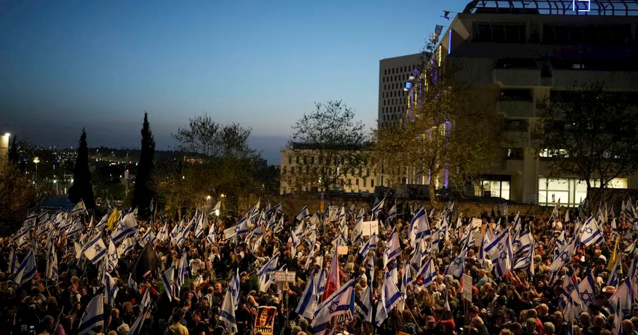 Israelis rally in their largest anti-government protest since the war in Gaza began