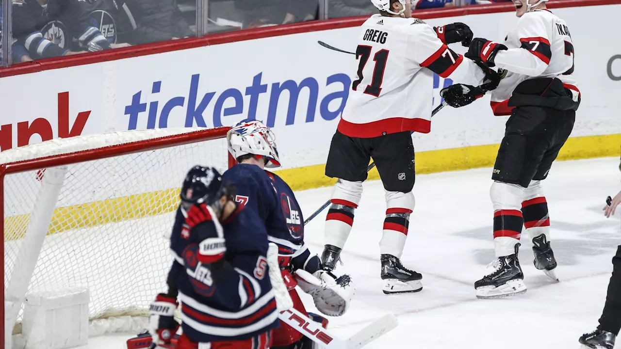 Brady Tkachuk scores late to lead Senators to fifth straight win, beating Jets 3-2