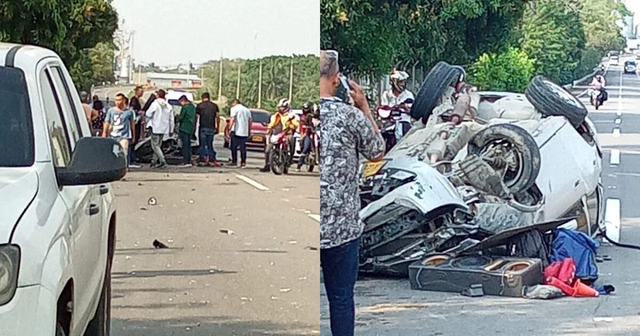 Dos personas resultaron ilesas tras aparatoso accidente en vía Guamo