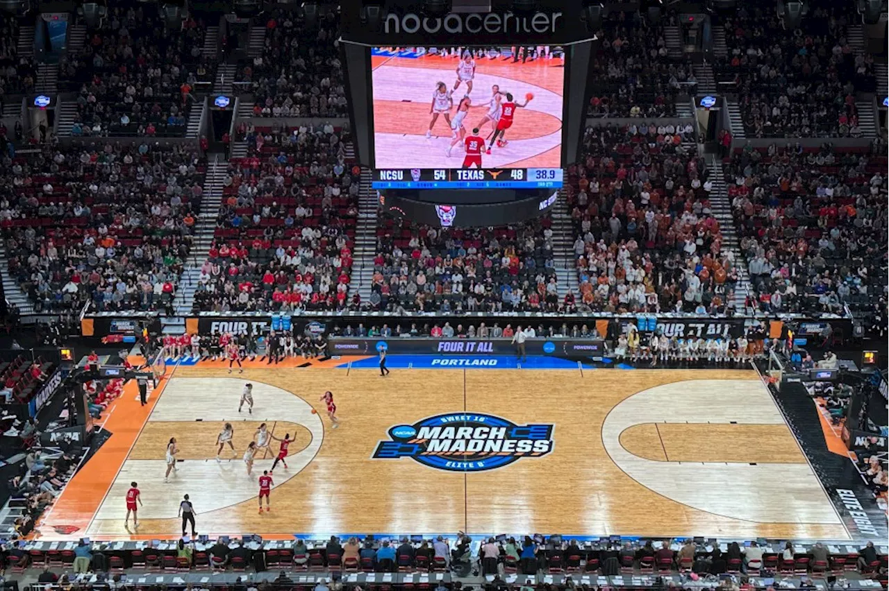 Court for women’s NCAA Tournament in Portland has 3-point lines with different distances