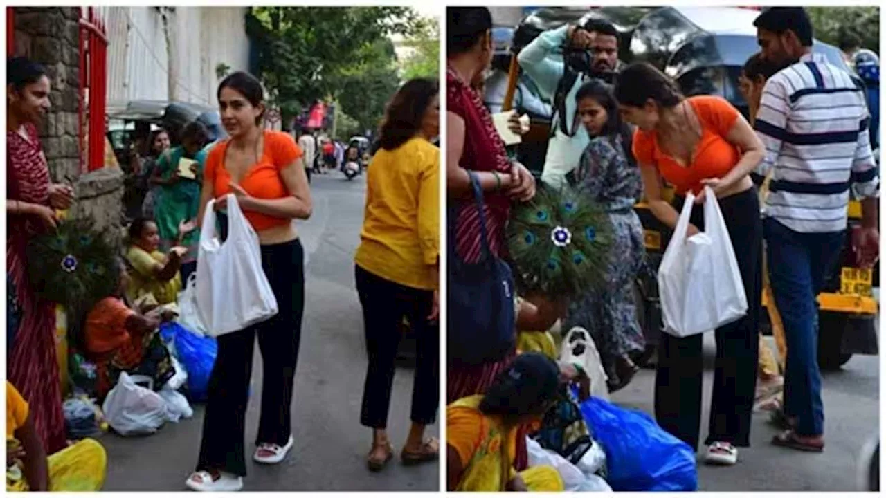 Sara Ali Khan spotted giving out food packets to beggars