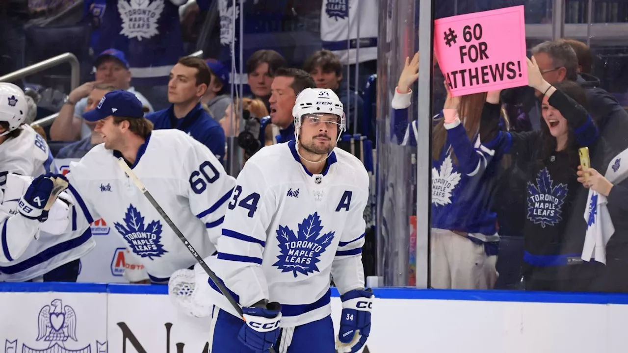 Maple Leafs' Auston Matthews now a 2-time 60-goal scorer