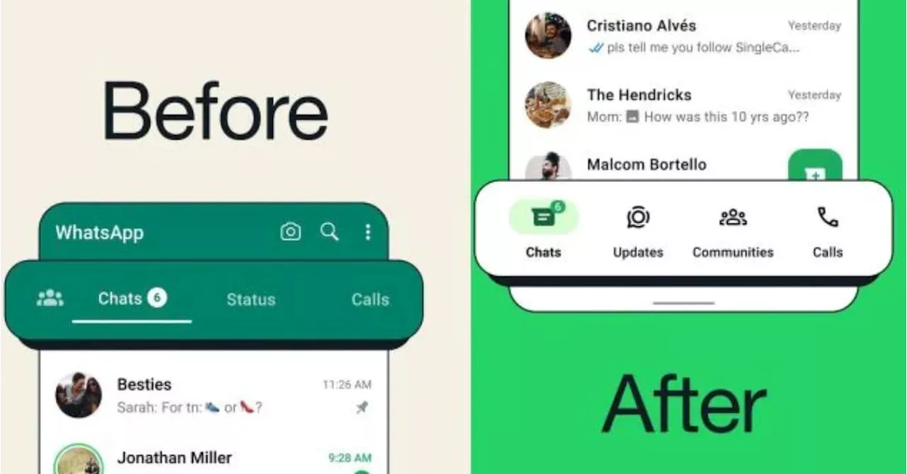 WhatsApp repositions navigation bar for Android phones