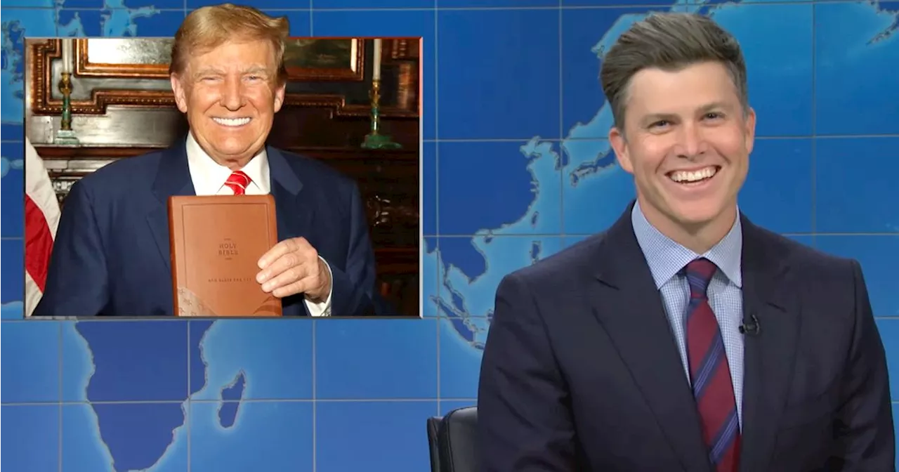 Colin Jost Trashes Trump's Holy Book In Biblical 'Weekend Update' Burn