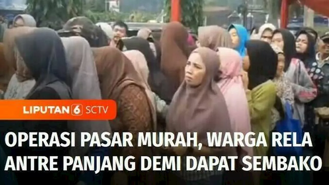 VIDEO: Operasi Pasar Murah, Warga di Banjar Rela Antre Panjang demi Dapat Sembako Murah