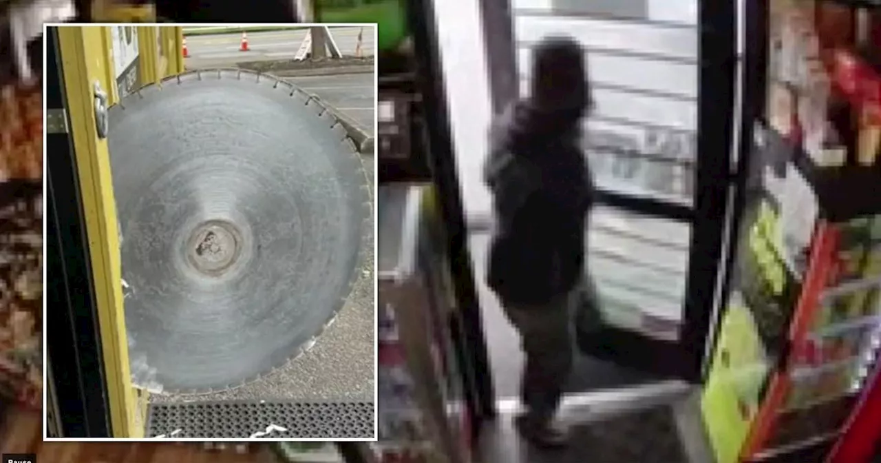 Terrifying moment man just missed being slashed by rogue saw blade