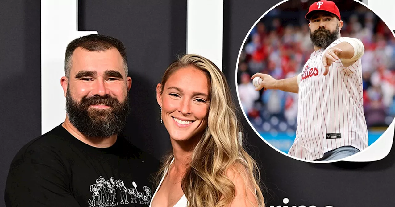 Jason Kelce Brings Kylie Kelce to Phillies Game, Throws Out 1st Pitch