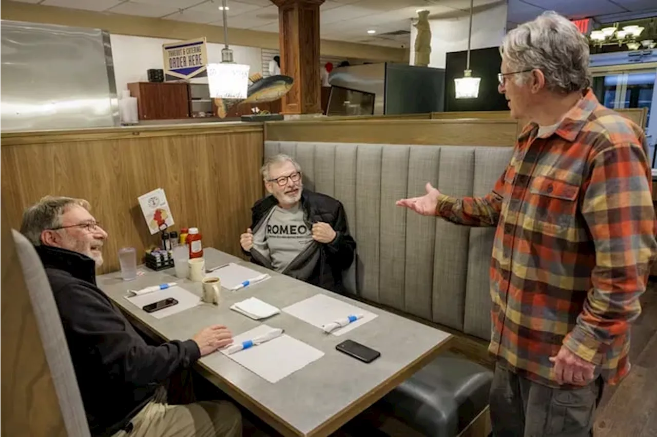 R.O.M.E.Os (Retired Old Men Eating Out) dine at Hymie’s before it opens