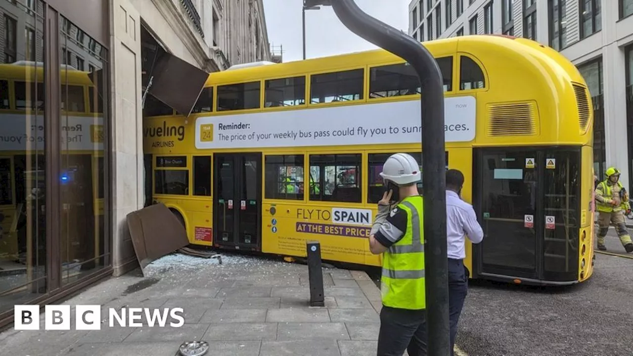 New Oxford Street: One injured after double-decker bus crashes into building