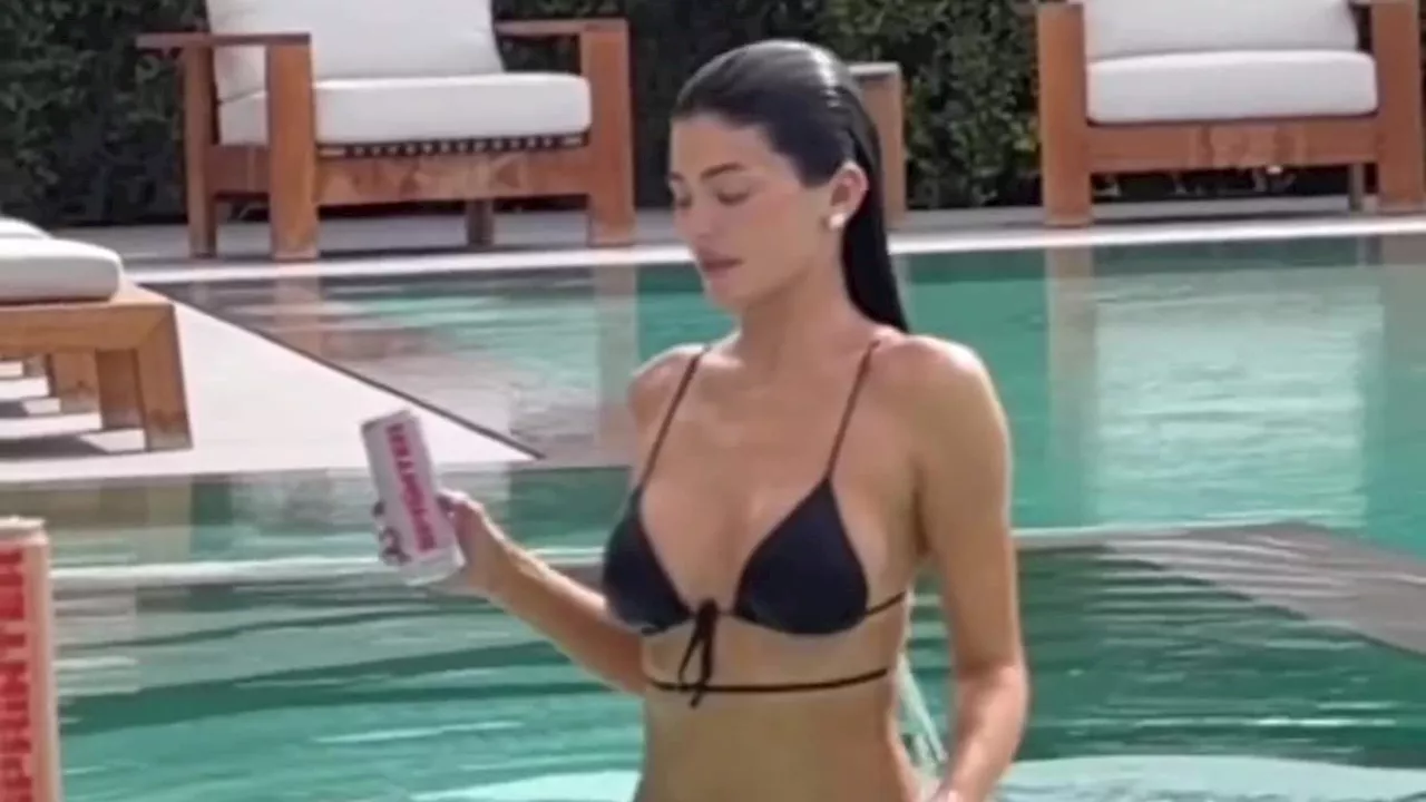 Kylie Jenner in tiny black bikini announces line of canned vodka soda