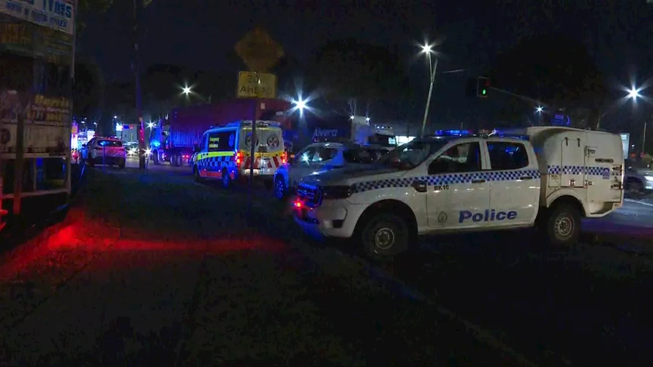 Hunt for two men after fire breaks out in industrial unit in Revesby in southwest Sydney