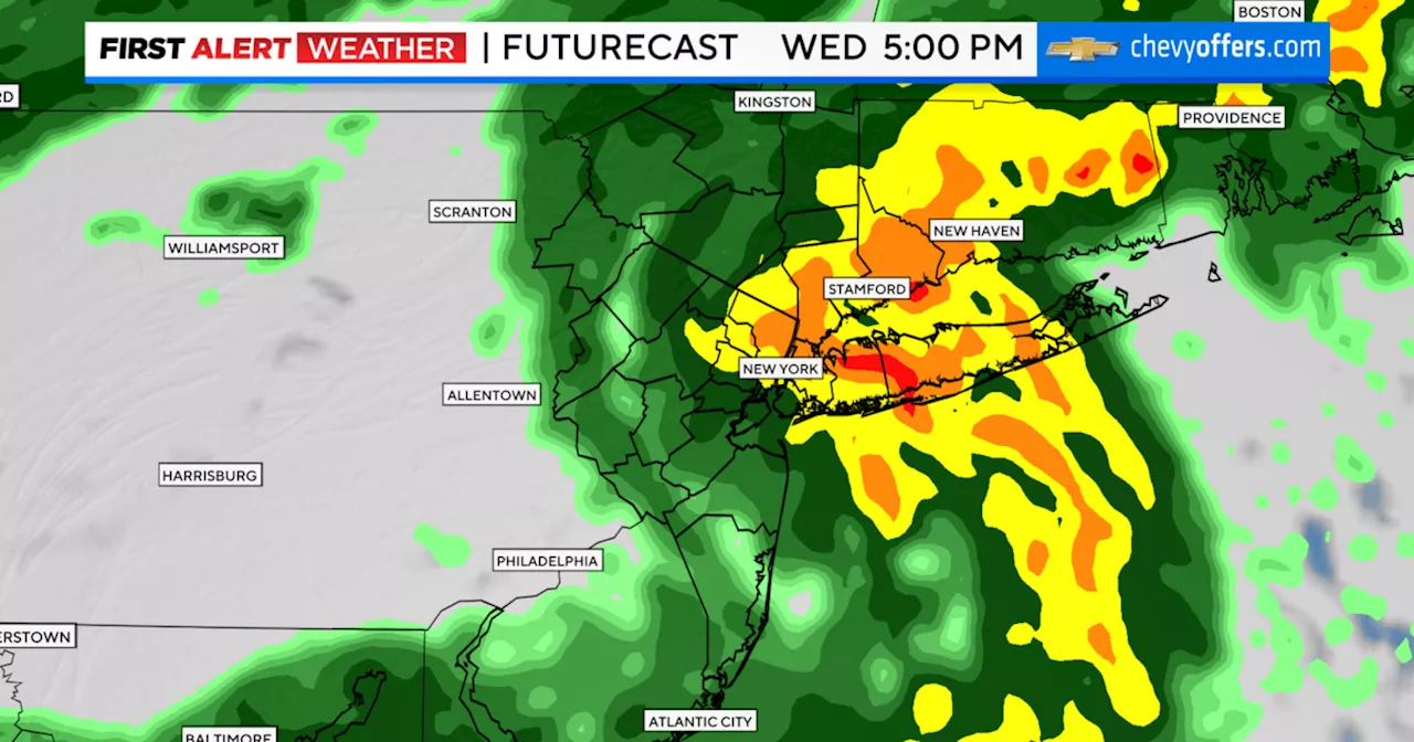 How much rain will New York and New Jersey get Wednesday and Thursday?