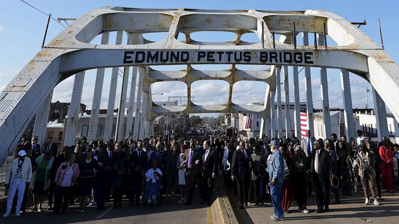 Kamala Harris leads Bloody Sunday memorial as marchers' voices ring out for voting rights