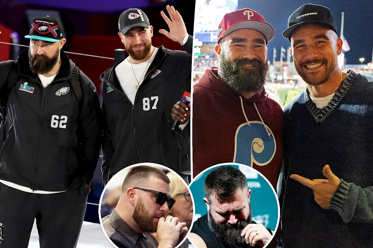 Travis and Jason Kelce all smiles while attending Cleveland Cavaliers game after emotional retirement press conference