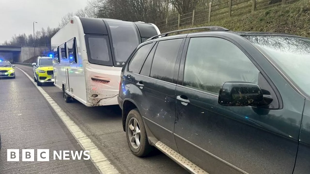 Boy, 11, found driving BMW towing caravan on M1