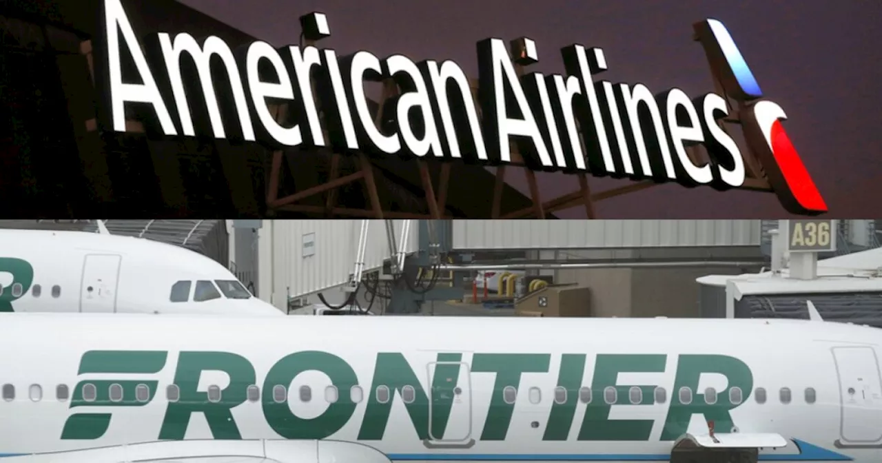 American Airlines plane's wing clipped tail of Frontier plane in Miami