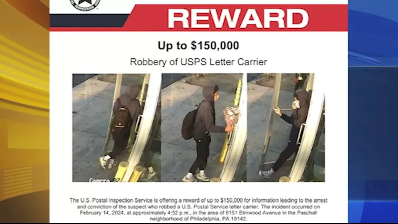 $150,000 reward offered for suspect who robbed postal worker of keys in Philadelphia