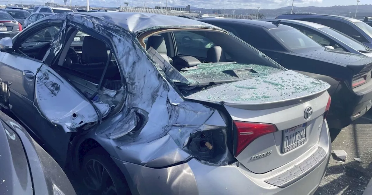 Tire falls off Boeing plane after takeoff, smashes vehicles