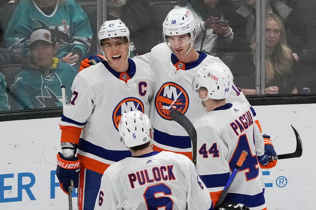 Islanders pull away with 2nd-period burst, beat reeling Sharks 7-2