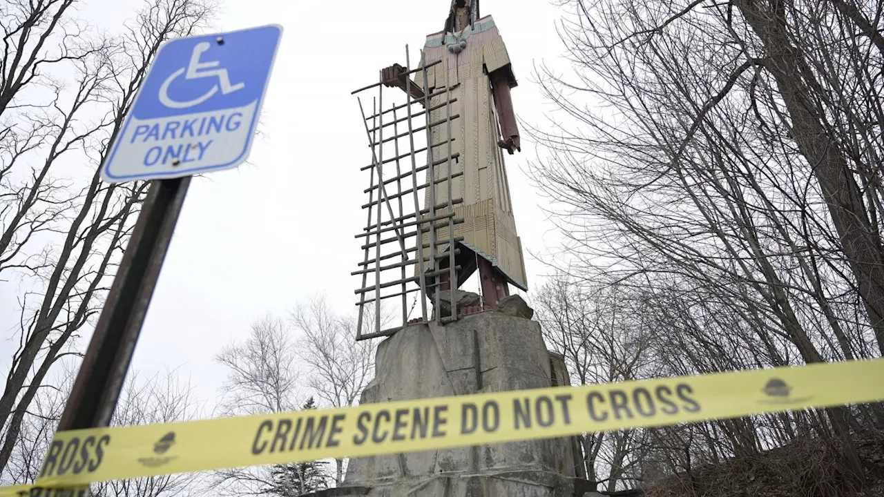 Weather beatdown leaves towering Maine landmark surrounded by crime scene tape