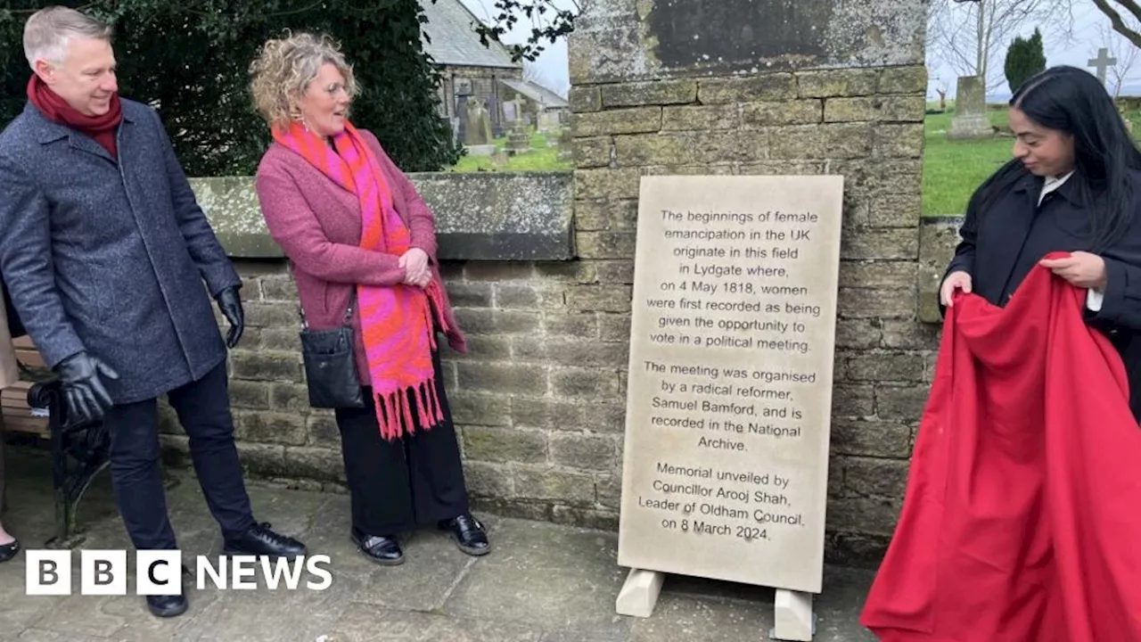 Oldham: Plaque marks newly uncovered birthplace of female suffrage