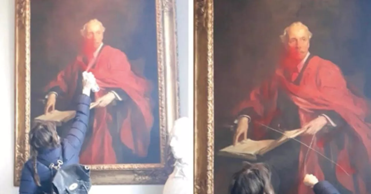 Watch: Pro-Palestinian Activist Slashes Historic British Painting over Support for Israel