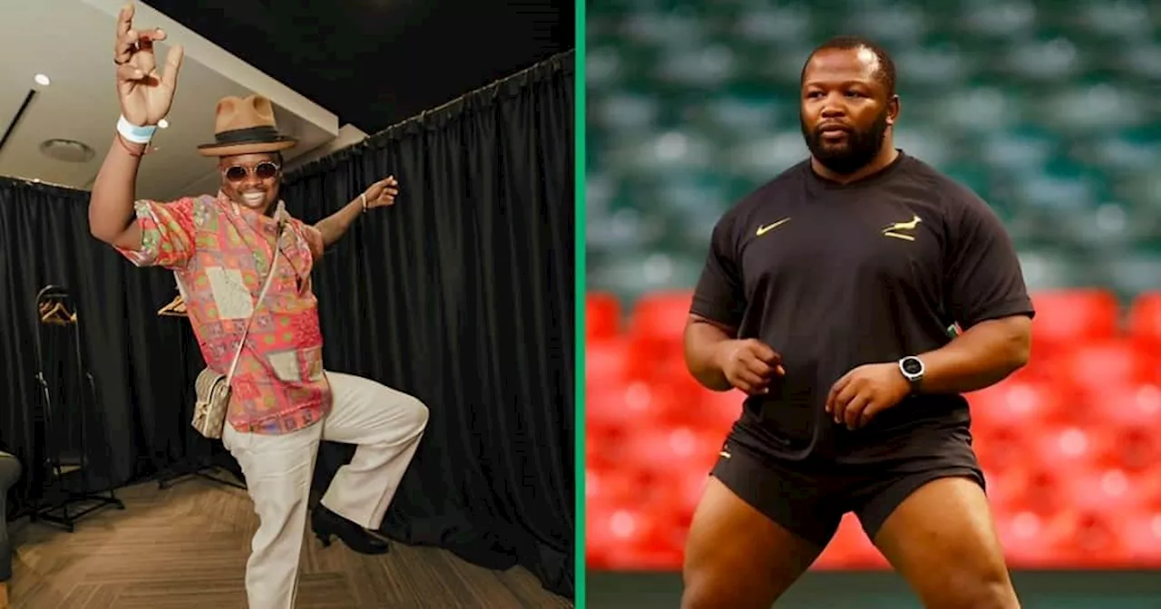 Murdah Bongz Teaches Springbok Player Ox Nché His Signature Dance Moves, TikTok Video Gets SA Hyped