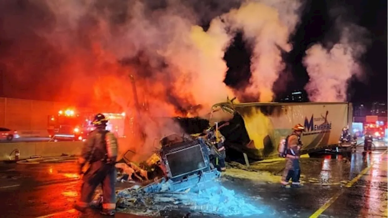 Truck operator charged with careless driving after fiery crash snarls traffic on Highway 401