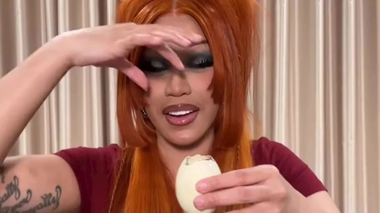 Cardi B throws up while trying a fertilized duck egg for first time