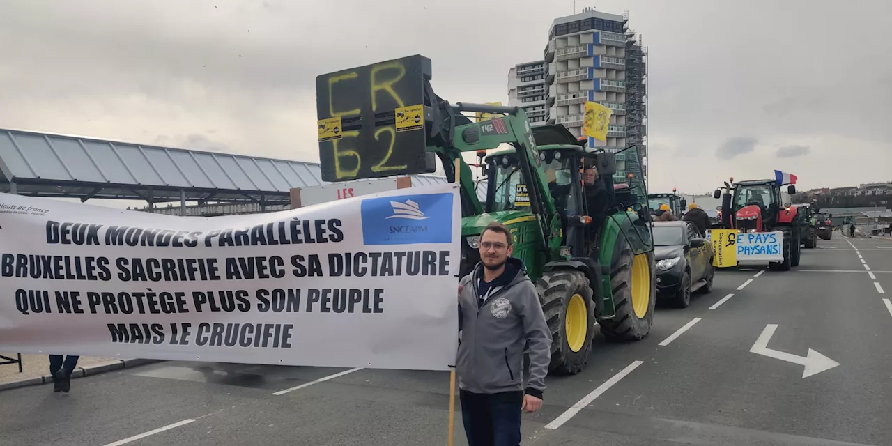 À Boulogne-sur-Mer, manifestation commune de pêcheurs et agriculteurs qui attendent «des réponses de...