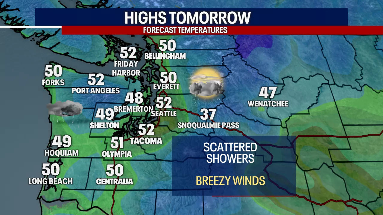 Seattle Weather: Wet & gusty Saturday