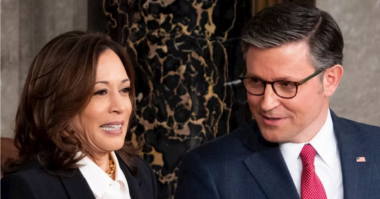 Mike Johnson Had 1 Extremely Awkward Question For Kamala Harris