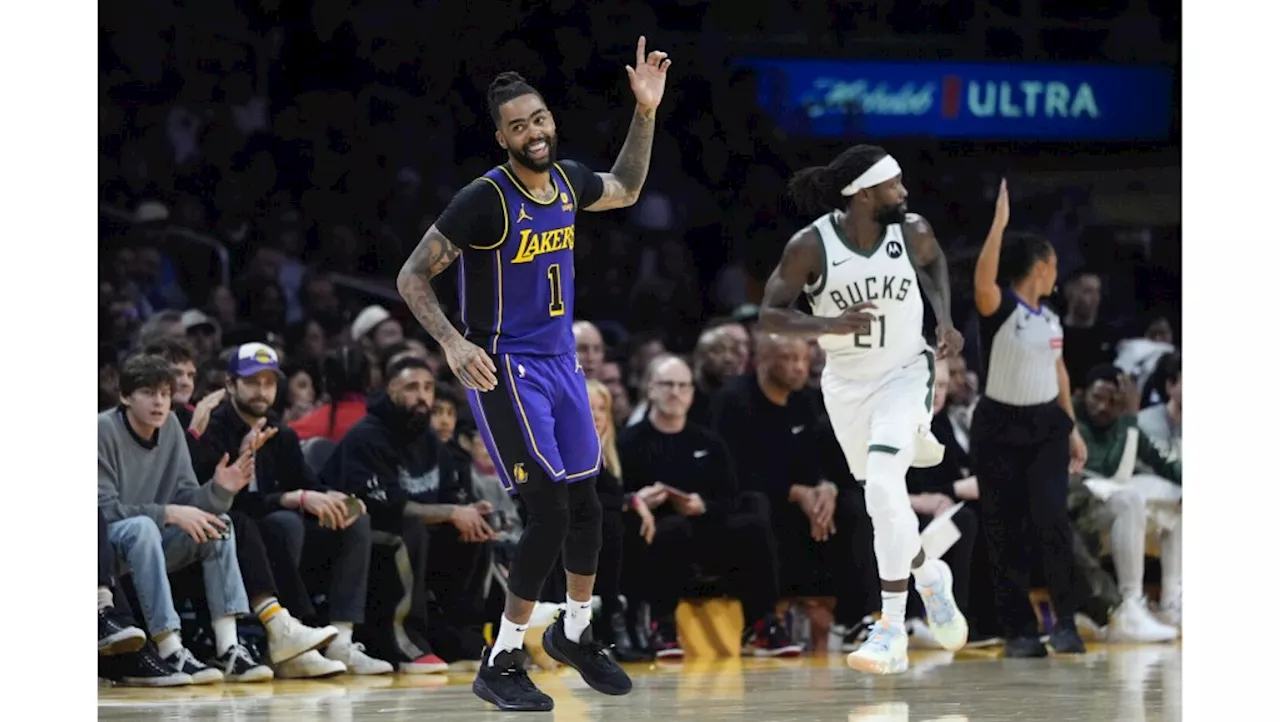 D’Angelo Russell helps LeBron-less Lakers stun Bucks