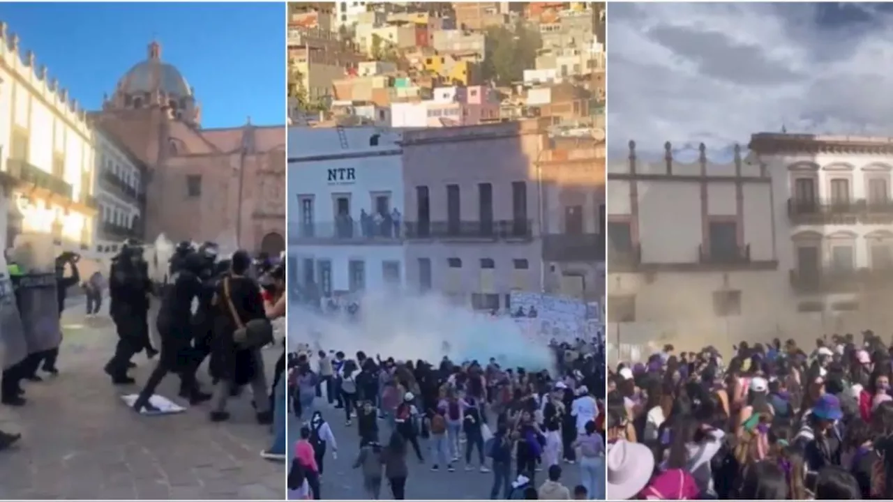 Reportan represión y violencia en marcha del Día Internacional de la Mujer en Zacatecas