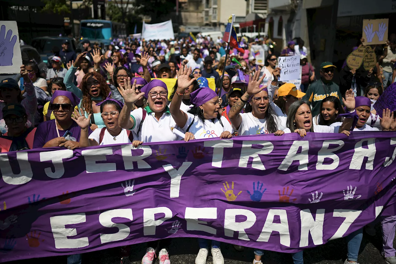 In celebration of International Women's Day, Latin American women take to the streets in purple