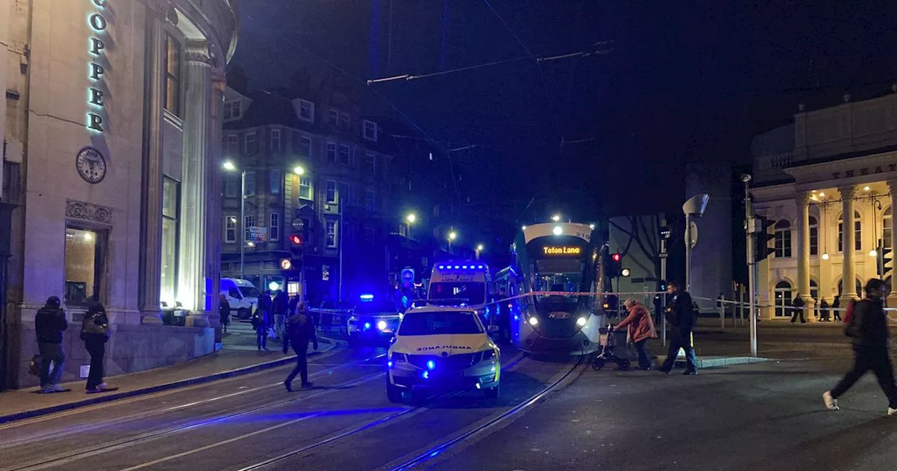 Pedestrian struck by a tram in Nottingham city centre