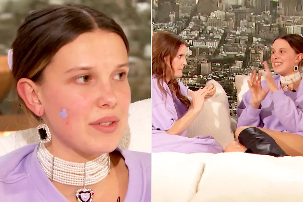 Millie Bobby Brown Goes Makeup-Free as She Wears Pimple Patch and Sweat Set on The Drew Barrymore Show