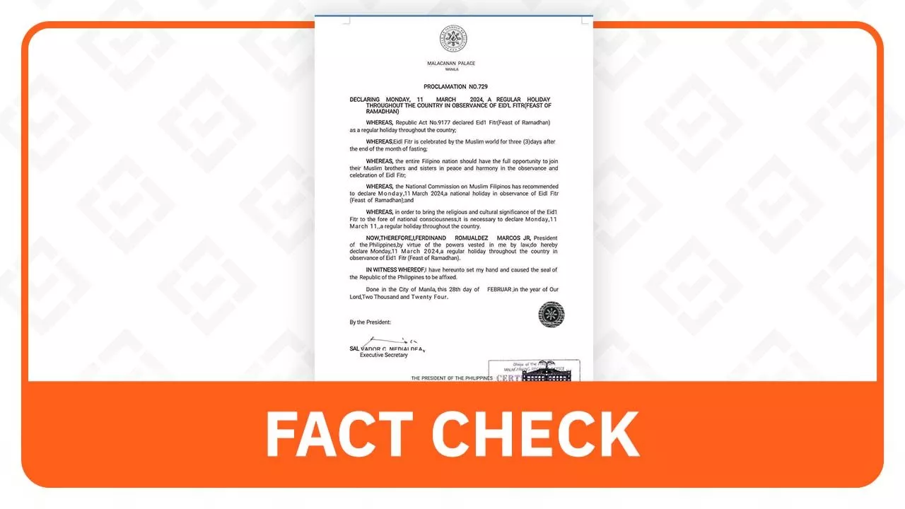 FACT CHECK: No Palace proclamation declaring March 11 a regular holiday