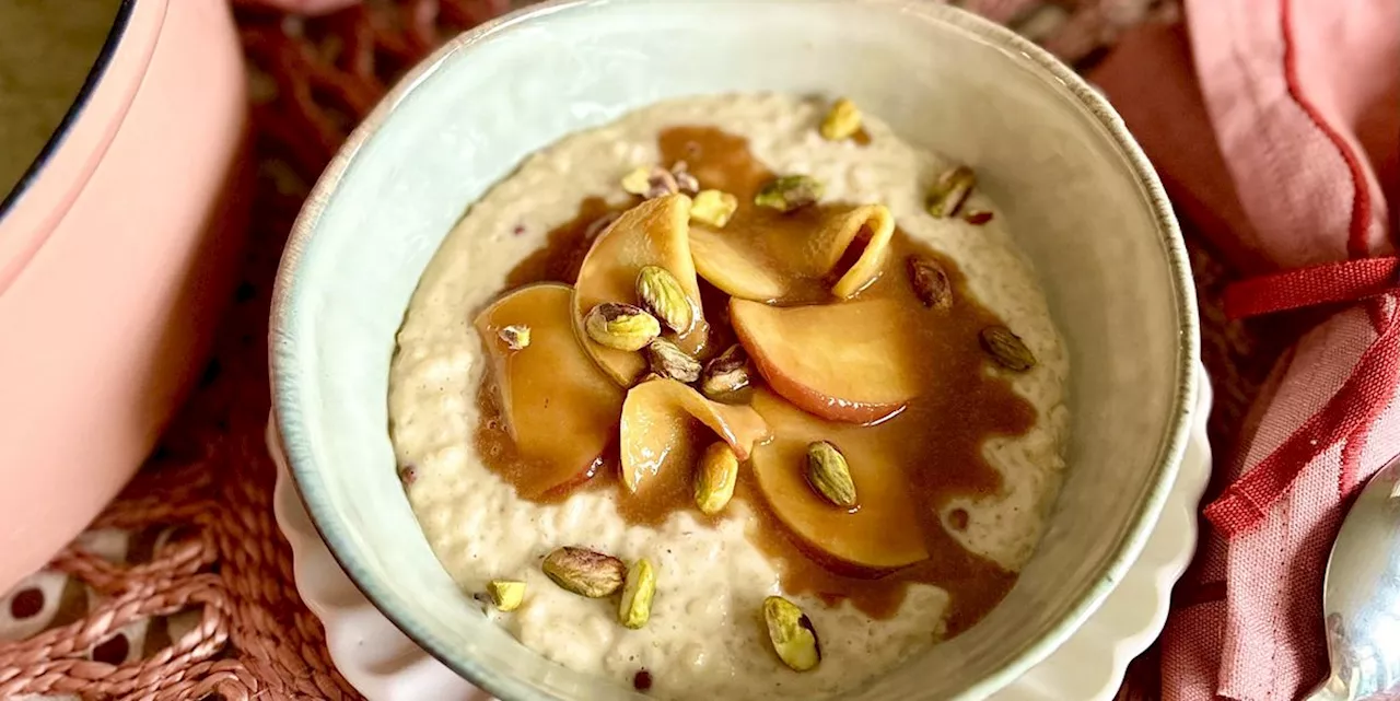 Miso toffee apple rice pudding