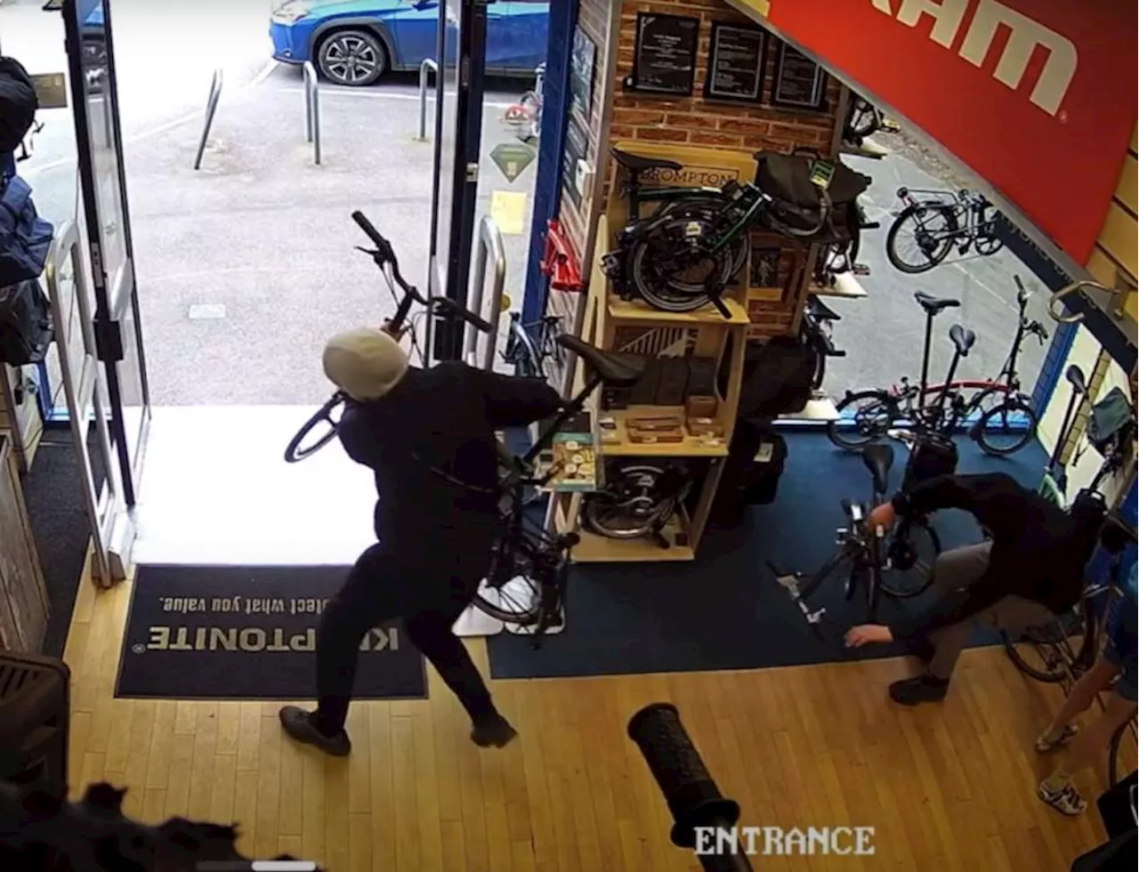 Brazen bike thieves foiled in dramatic pursuit after nicking Bromptons from front of store and threatening to knife chasing shop manager