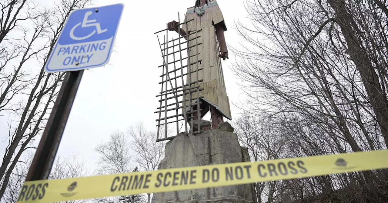 Weather beatdown leaves towering Maine landmark surrounded by crime scene tape