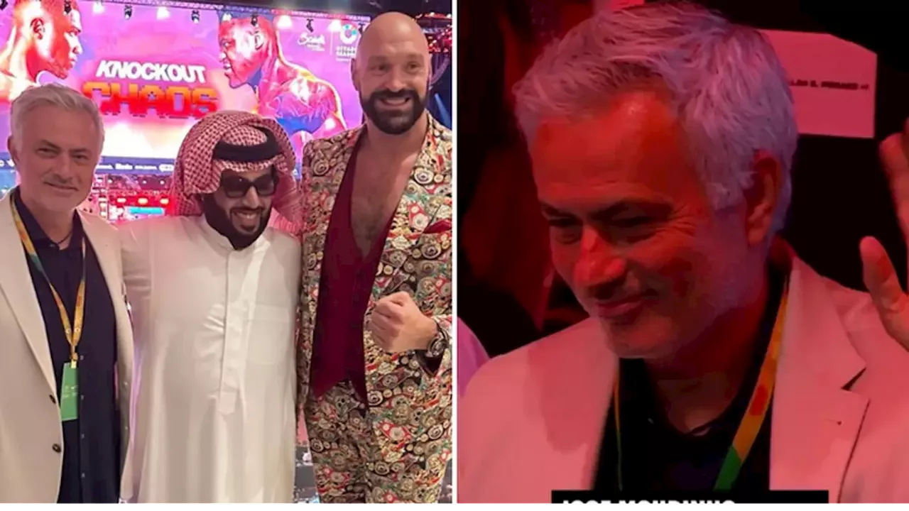 Boxing fans make same complaint after Jose Mourinho spotted ringside for Anthony Joshua vs Francis Ngannou