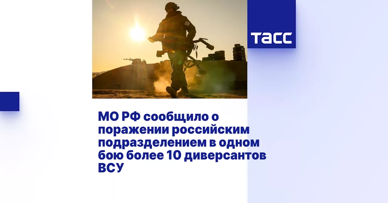 МО РФ сообщило о поражении российским подразделением в одном бою более 10 диверсантов ВСУ