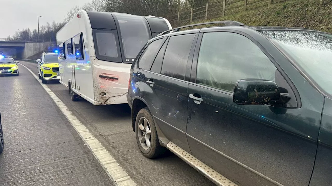 Boy, 11, stopped by police after driving BMW towing suspected stolen caravan on M1