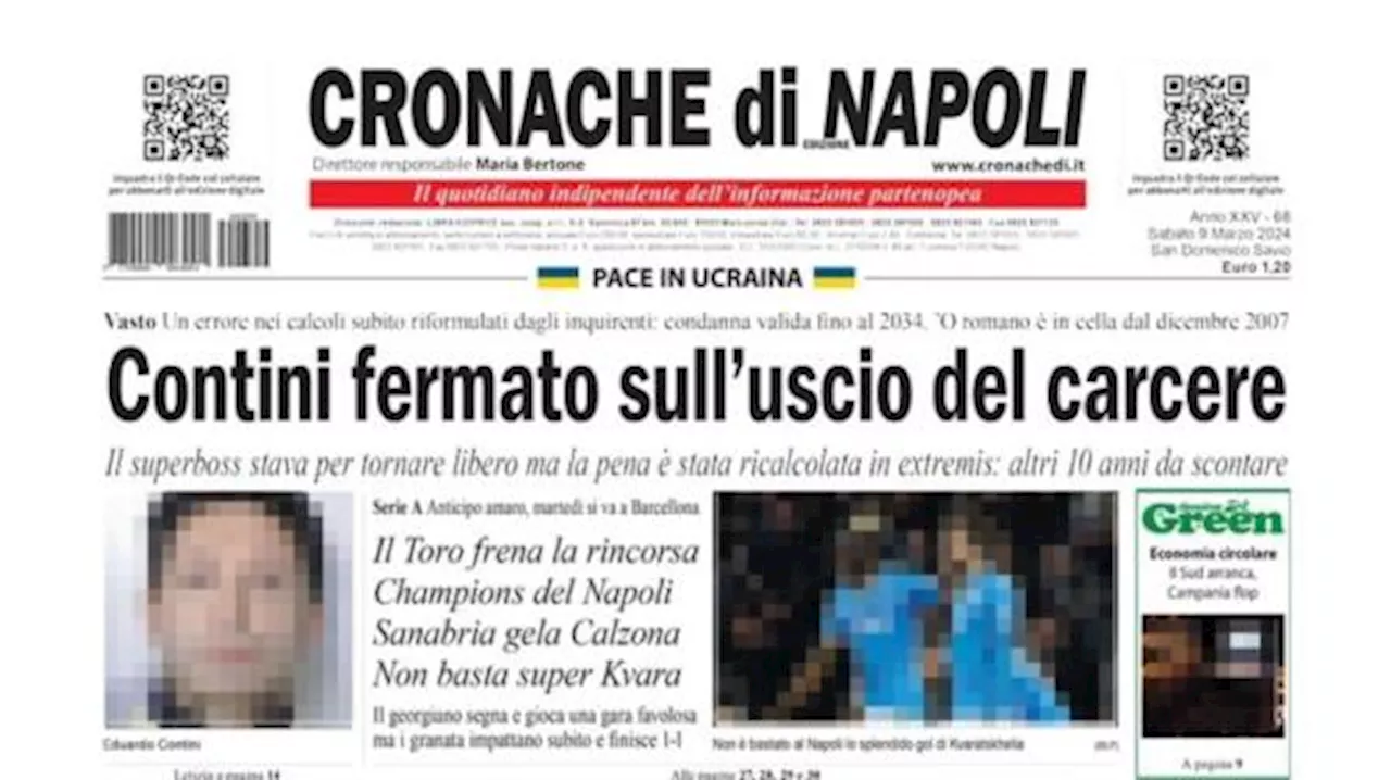 Cronache di Napoli: 'Il Torino frena la rincorsa Champions del Napoli'