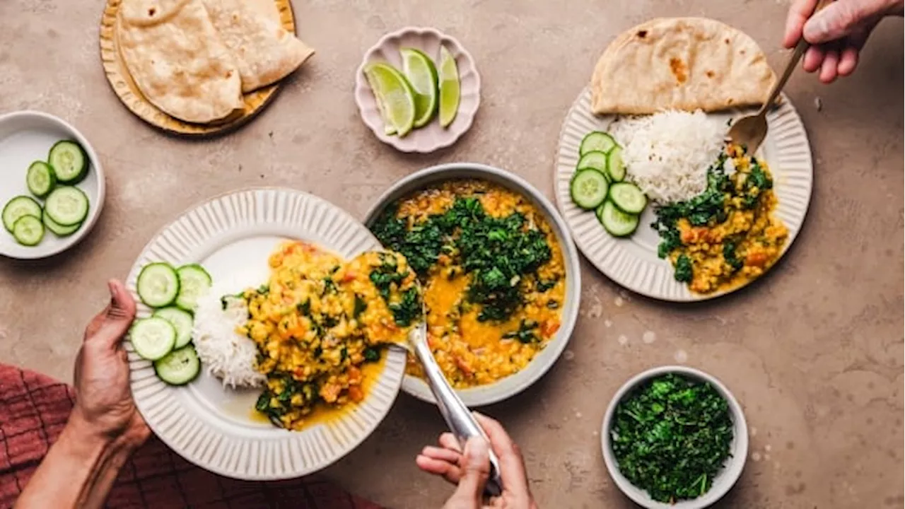 Red Lentils with Crispy Garlic and Greens: A simple dal that has main character energy